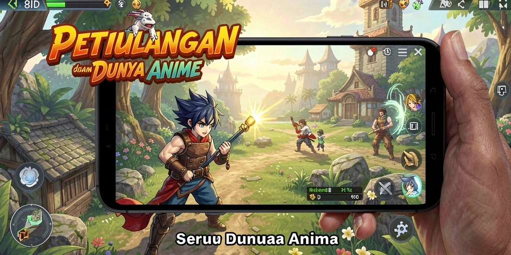 Tampilan gameplay seru di dunia anime yang penuh petualangan.