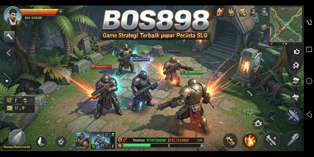 Screenshot utama BOS898 menampilkan aksi seru dalam gameplay SLG.