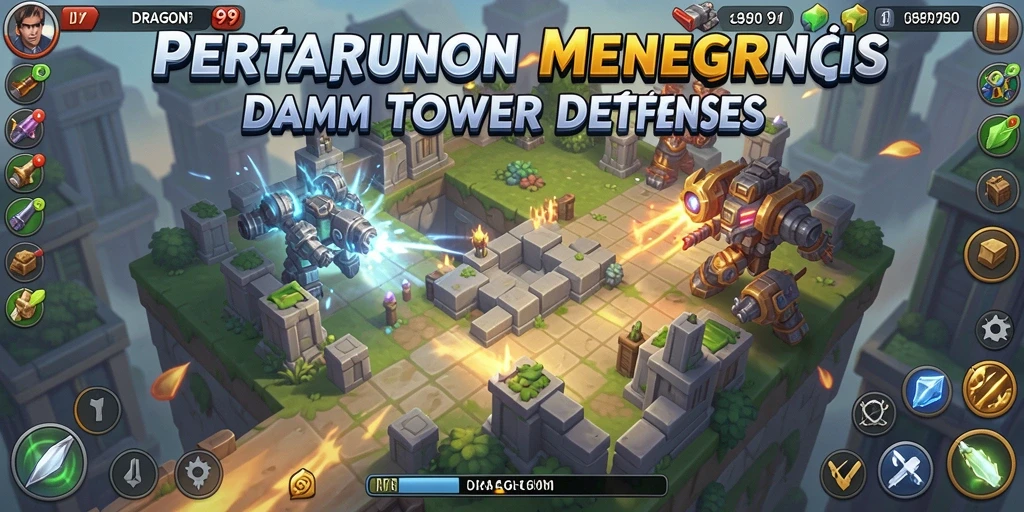 Tampilan menegangkan dari gameplay Tower Defense di DRAGON99.