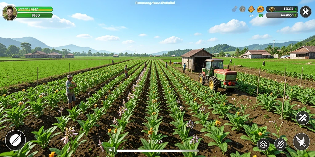 Tampilan gameplay FB333 yang menampilkan keseruan bertani di ladang.