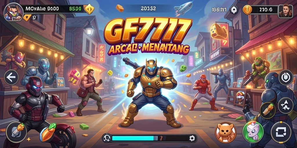 Tampilan gameplay GF777 dengan tantangan arcade yang seru.