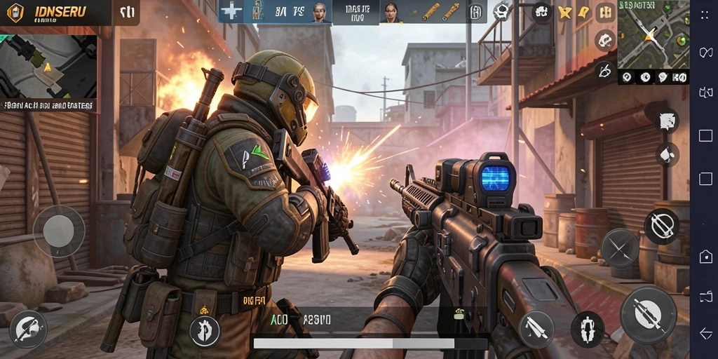 Screenshot gameplay IDNSERU dengan aksi tempur yang mendebarkan.