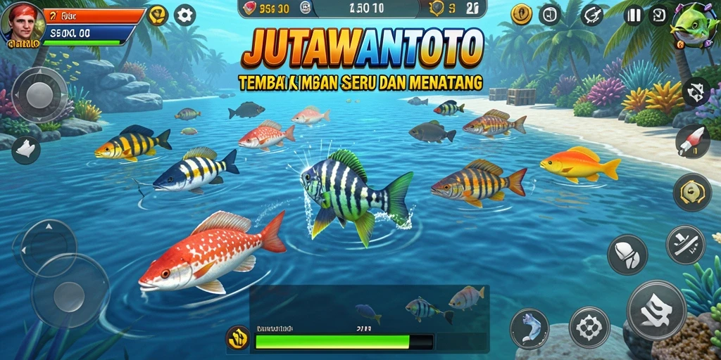 Gameplay menembak ikan yang seru dan penuh warna di JUTAWANTOTO.