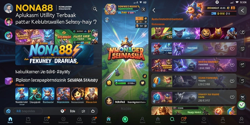 Screenshot utama NONA88 menunjukkan tampilan antarmuka aplikasi Utility yang modern.