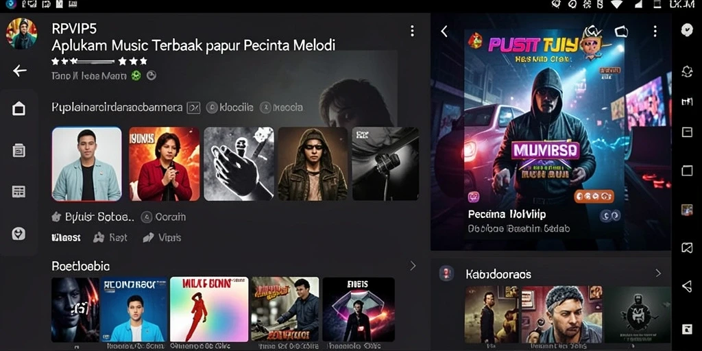 Screenshot RPVIP5 menampilkan antarmuka permainan musik yang interaktif.