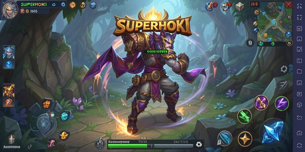 Screenshot gameplay SUPERHOKI yang menunjukkan petualangan epik.