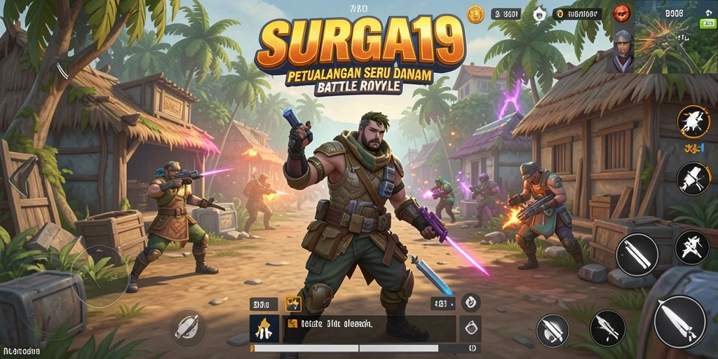 Tangkapan layar SURGA19 dengan aksi seru dalam Battle Royale.